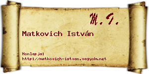 Matkovich István névjegykártya